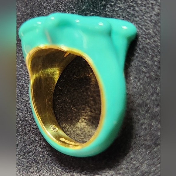 BaubleBar Enamel Initial Ring Turquoise Size 3 - Picture 6 of 9